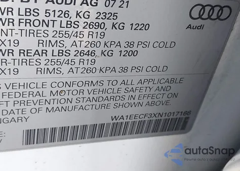 2022 Audi Q3 Premium Plus 45 Tfsi S Line Quattro Tiptronic from USA, damaged, VIN WA1EECF3XN1017166